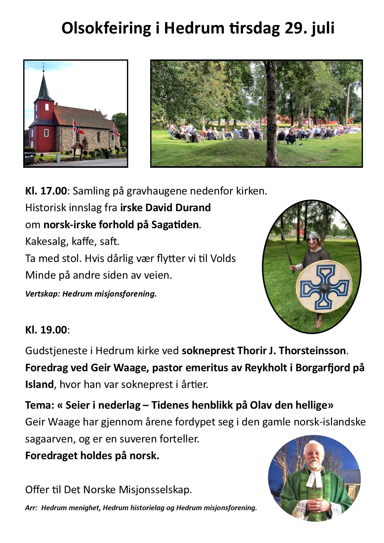 Artikkelbilde til artikkelen Olsokfeiring 29.07.2025 Hedrum kirke